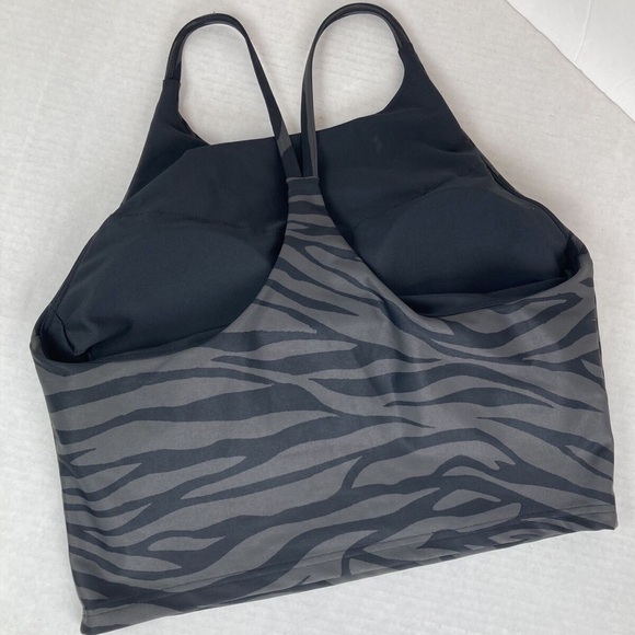 Old Navy Active Long Line Sports Bra Black And Gray Zebra Stripe Print - Picture 2 of 7